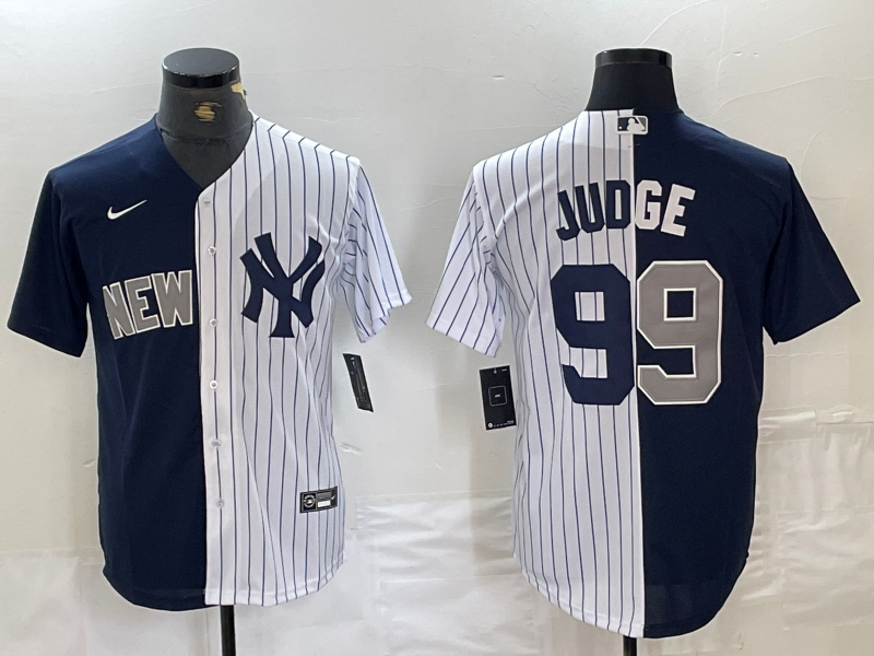 Men's New York Yankees Aaron Judge #99 Navy/White Replica Player Jersey1