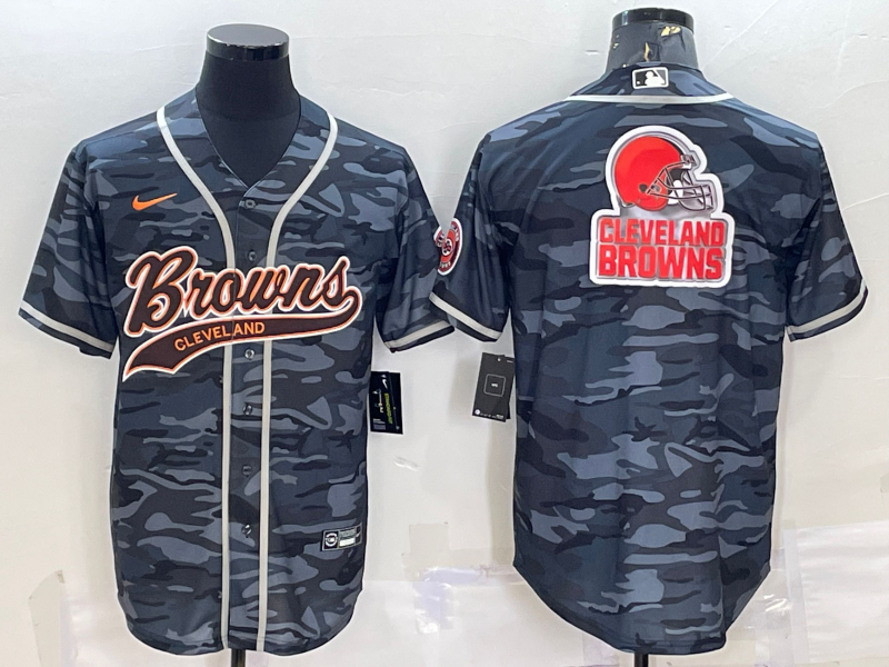Men's Cleveland Browns Grey Camouflage Game Jersey1