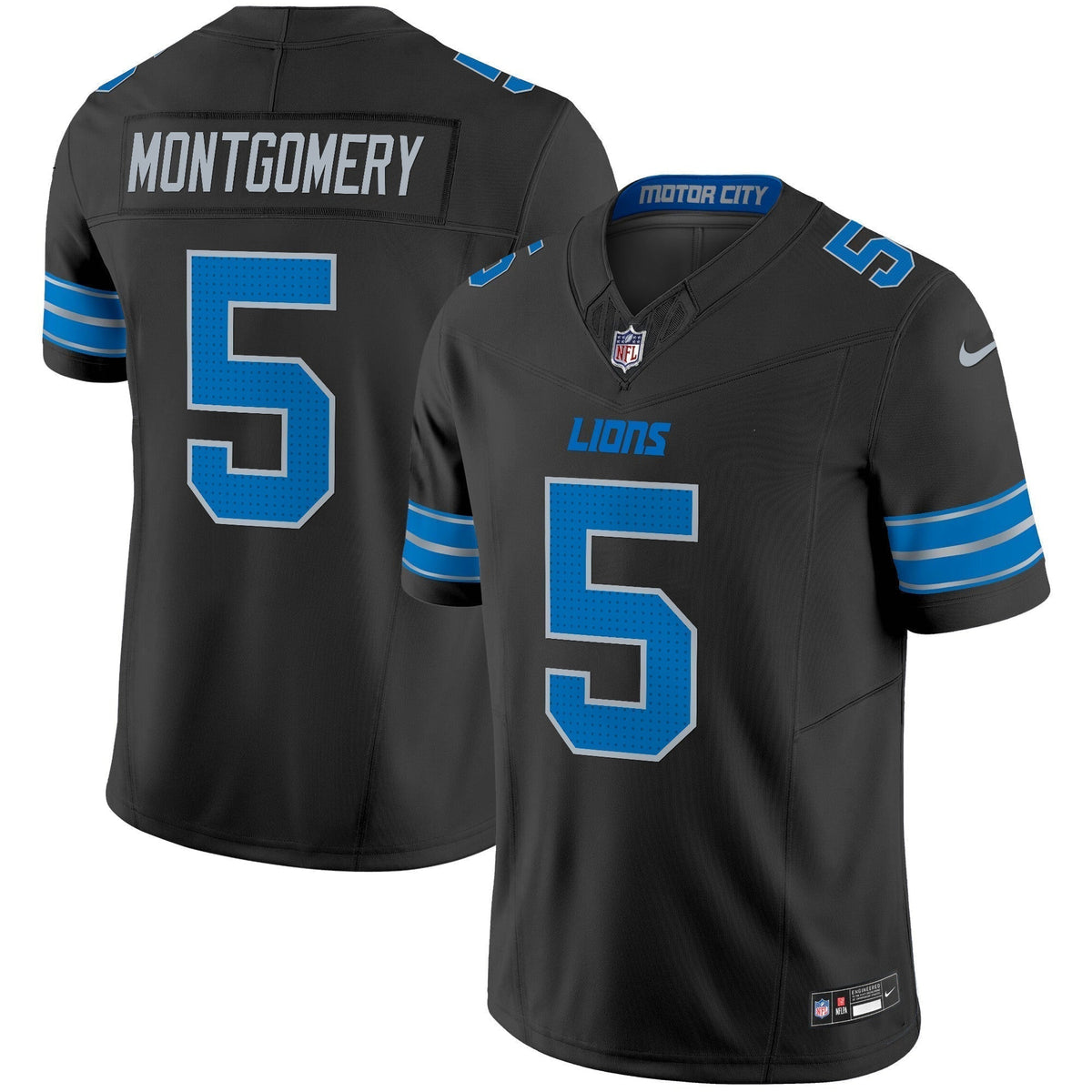 David Montgomery Jersey #5 Detroit Lions  Jersey - Black