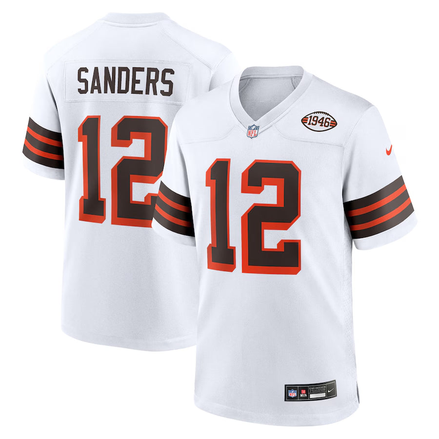 Men's Cleveland Browns Shedeur Sanders  White 2025  Draft 2nd Alternate Game Jersey