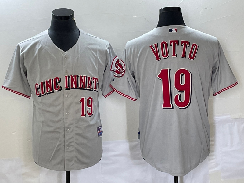 Men's Cincinnati Reds Joey Votto #19 Gray Limited Player Jersey1