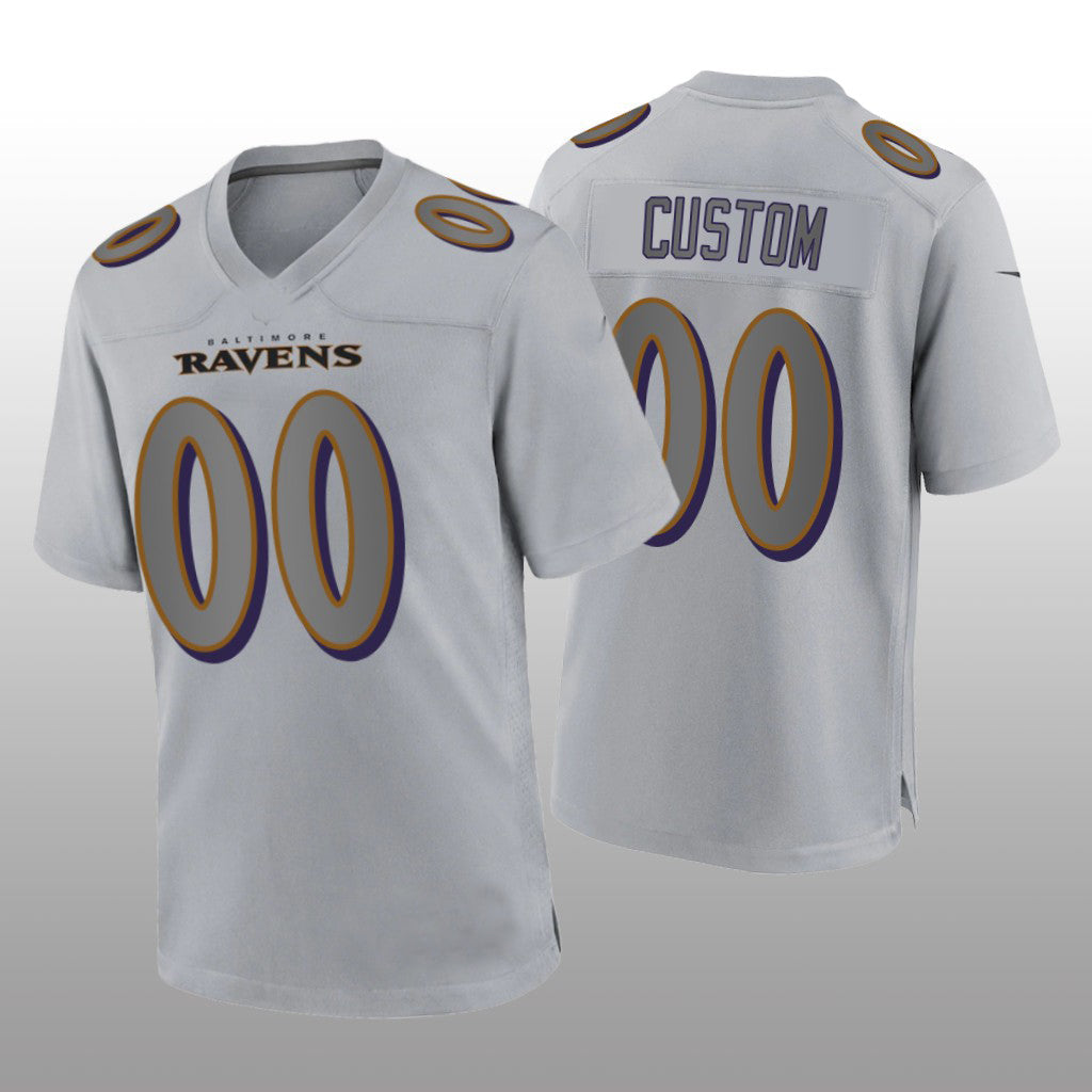 Custom1 Baltimore Ravens Gray Atmosphere Game Jersey1 Stitched Jersey1 Football Jerseys