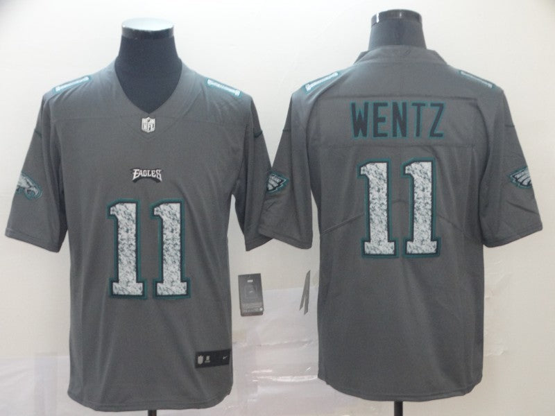Men's Philadelphia Eagles Carson Wentz #11 Gray Game Player Jersey1