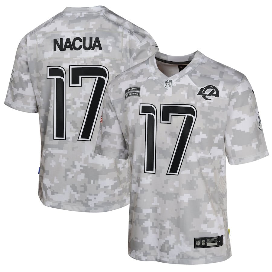 Puka Nacua #17 Los Angeles Rams Arctic Camo 2024 Salute to Service YOUTH Jersey - National Football League 2024