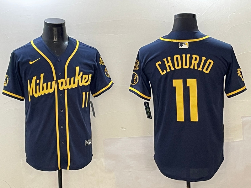 Men's Milwaukee Brewers Jackson Chourio #11 Navy Limited Player Jersey1