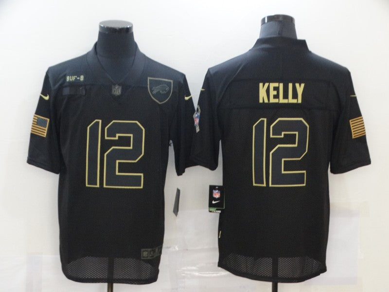 Men's Buffalo Bills Jim Kelly #12 Black Player Game Jersey1