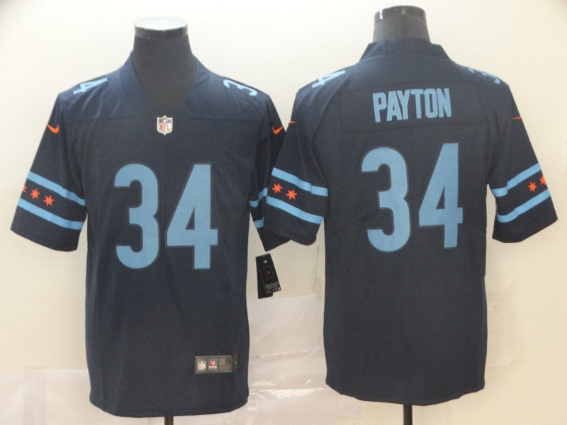 Men's Chicago Bears Walter Payton #34 Navy Game Jersey1 City Edition