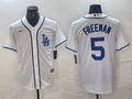Men's Los Angeles Dodgers Freddie Freeman #5 White Limited Player Jersey1