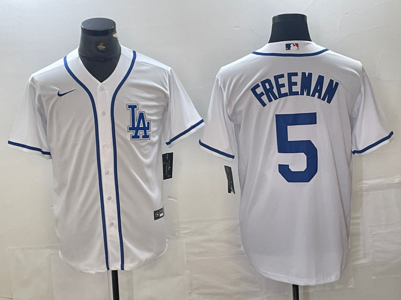 Men's Los Angeles Dodgers Freddie Freeman #5 White Limited Player Jersey1