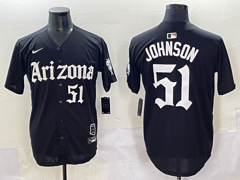 Men's Arizona Diamondbacks Randy Johnson #51 Black Replica Player Jersey
