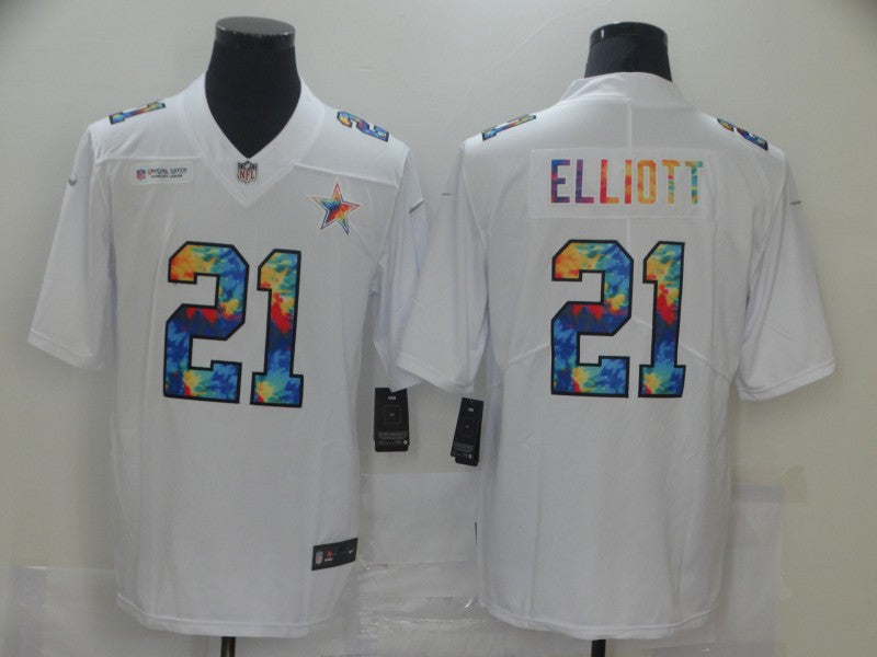 Men's Dallas Cowboys Ezekiel Elliott #21 White Game Player Jersey1
