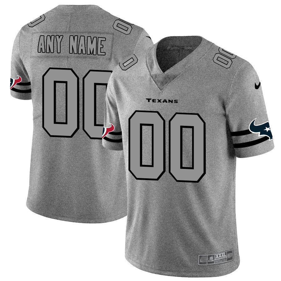 Custom1 Houston Texans 2019 Gray Gridiron Gray Vapor Untouchable Limited Jersey1 Stitched American Football Jerseys