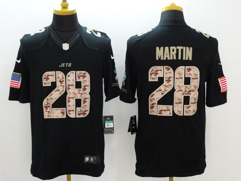 Men's New York Jets Curtis Martin #28 Black Game Player Jersey1