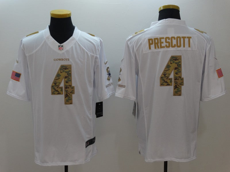 Men's Dallas Cowboys #4 Dak Prescott White Authentic Game Jersey1
