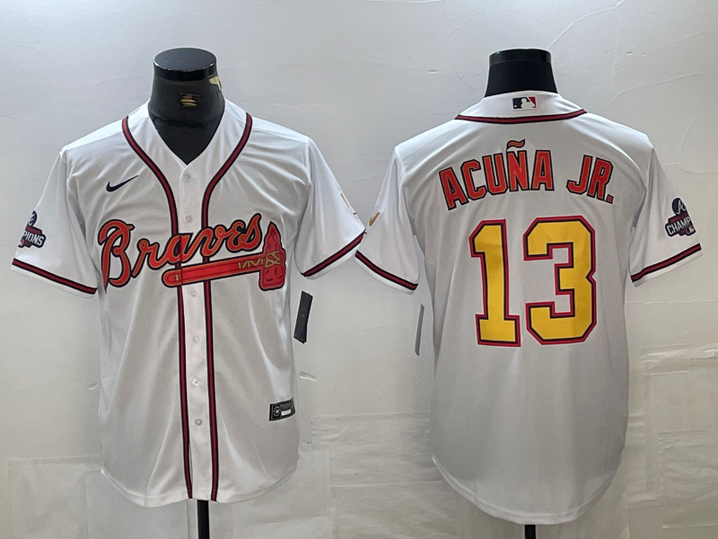 Men's Atlanta Braves Ronald Acuna Jr. White Authentic Jersey1 Champion Edition