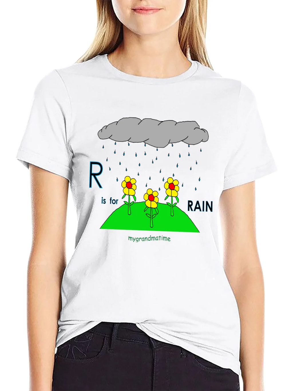 R is for Rain Black T-Shirt