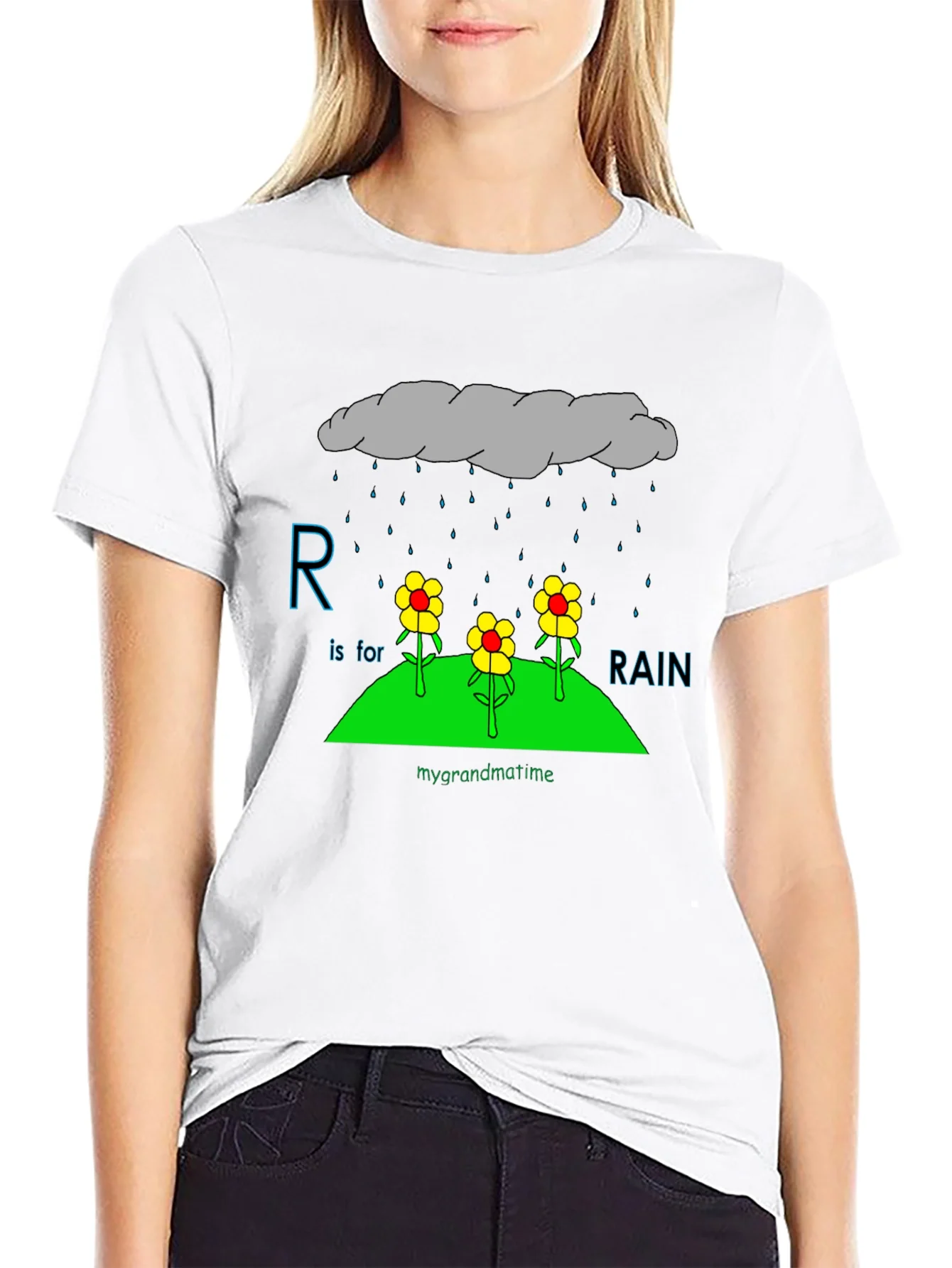 R is for Rain Black T-Shirt