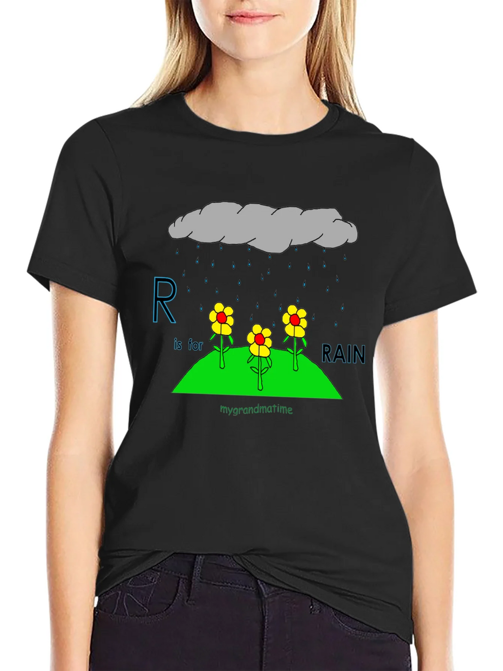 R is for Rain Black T-Shirt