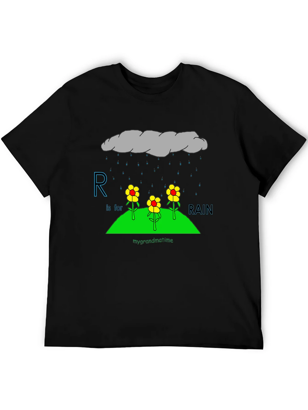 R is for Rain Black T-Shirt