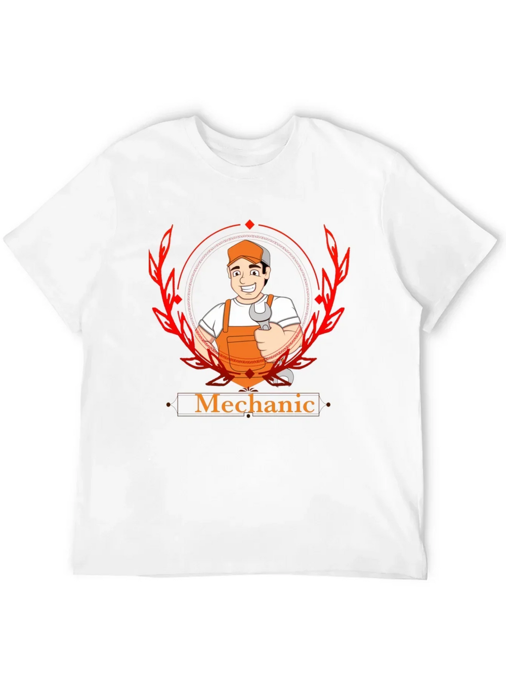 Mechanic Cartoon Graphic Black T-Shirt