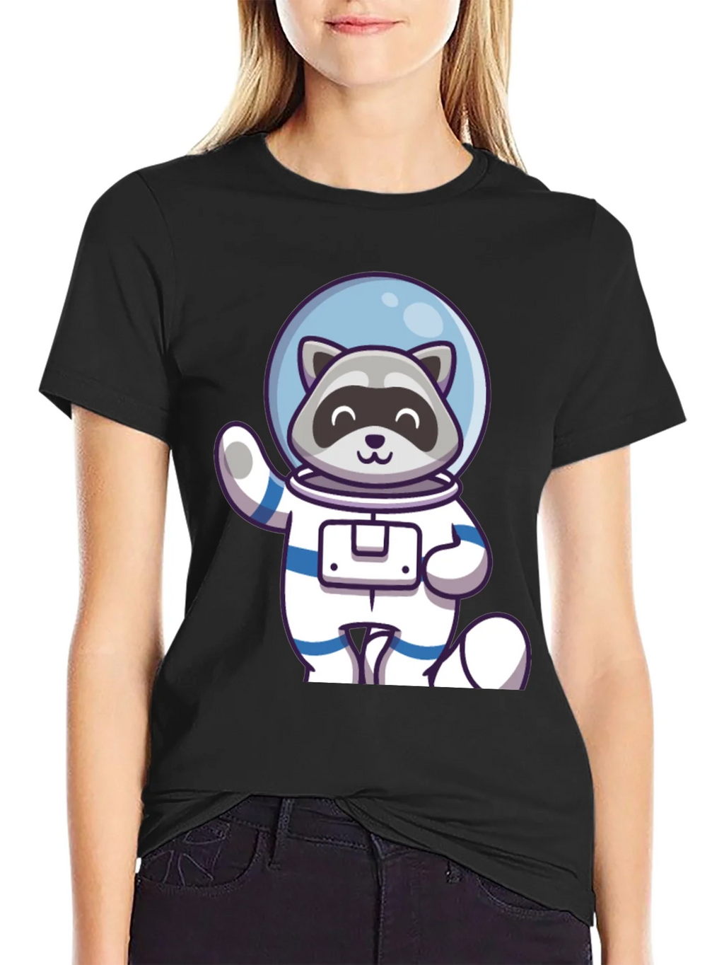 Raccoon Astronaut Graphic Tee - Cool Space Design