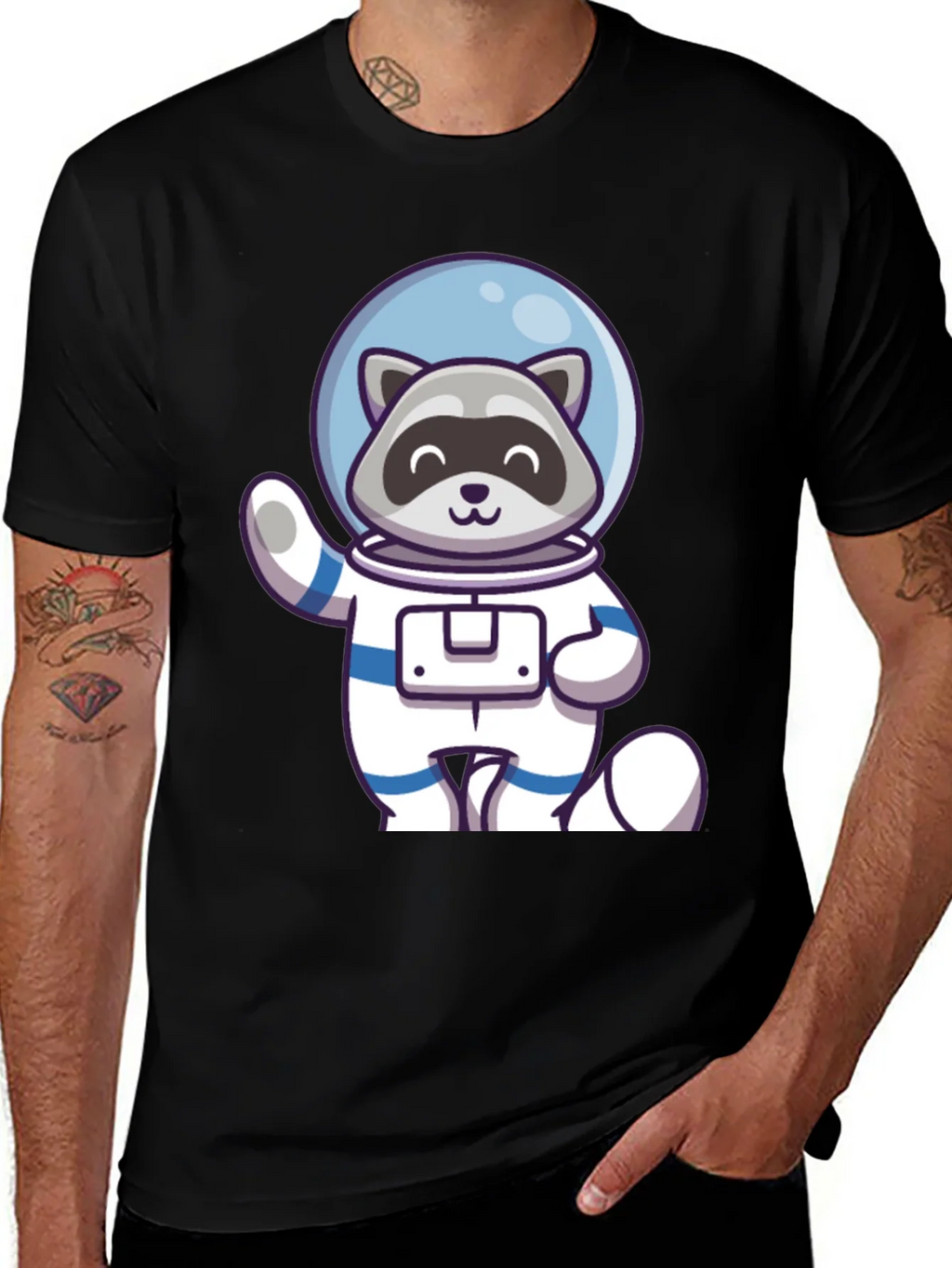 Raccoon Astronaut Graphic Tee - Cool Space Design