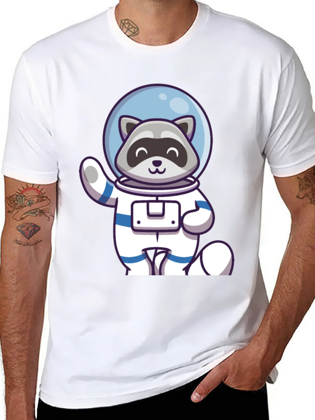 Raccoon Astronaut Graphic Tee - Cool Space Design