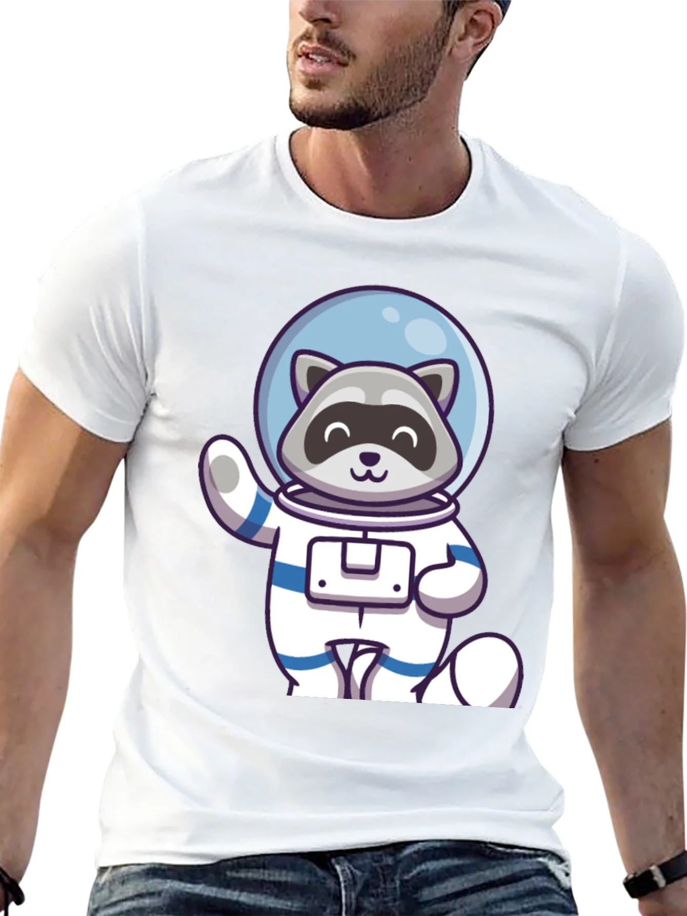 Raccoon Astronaut Graphic Tee - Cool Space Design