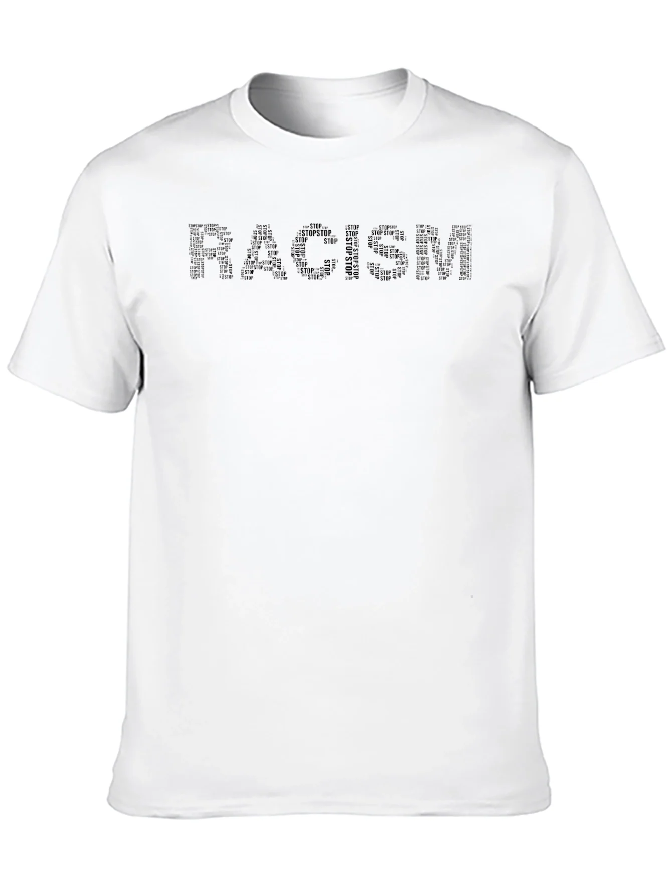 Stop Racism T-Shirt - Black Crew Neck Activism Tee