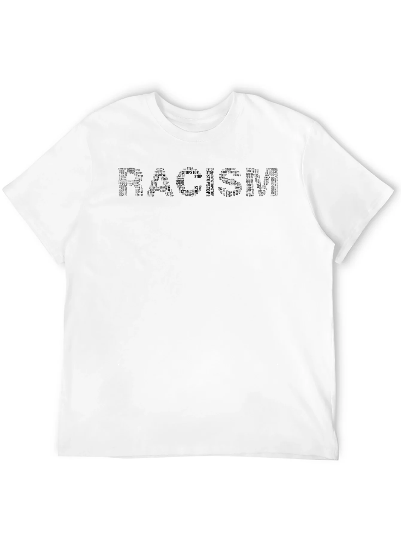 Stop Racism T-Shirt - Black Crew Neck Activism Tee
