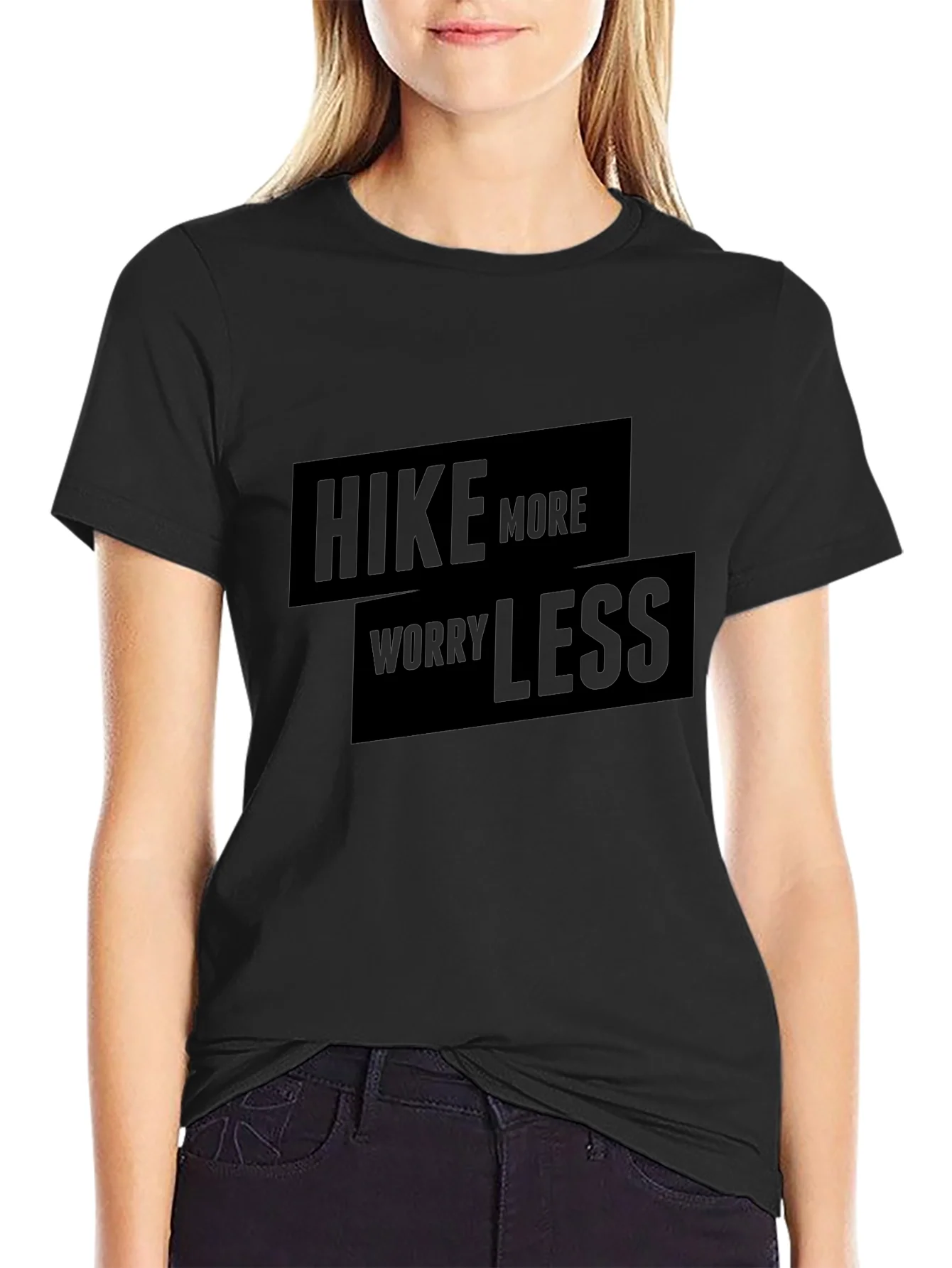 Hike More Worry Less Graphic Tee - Black