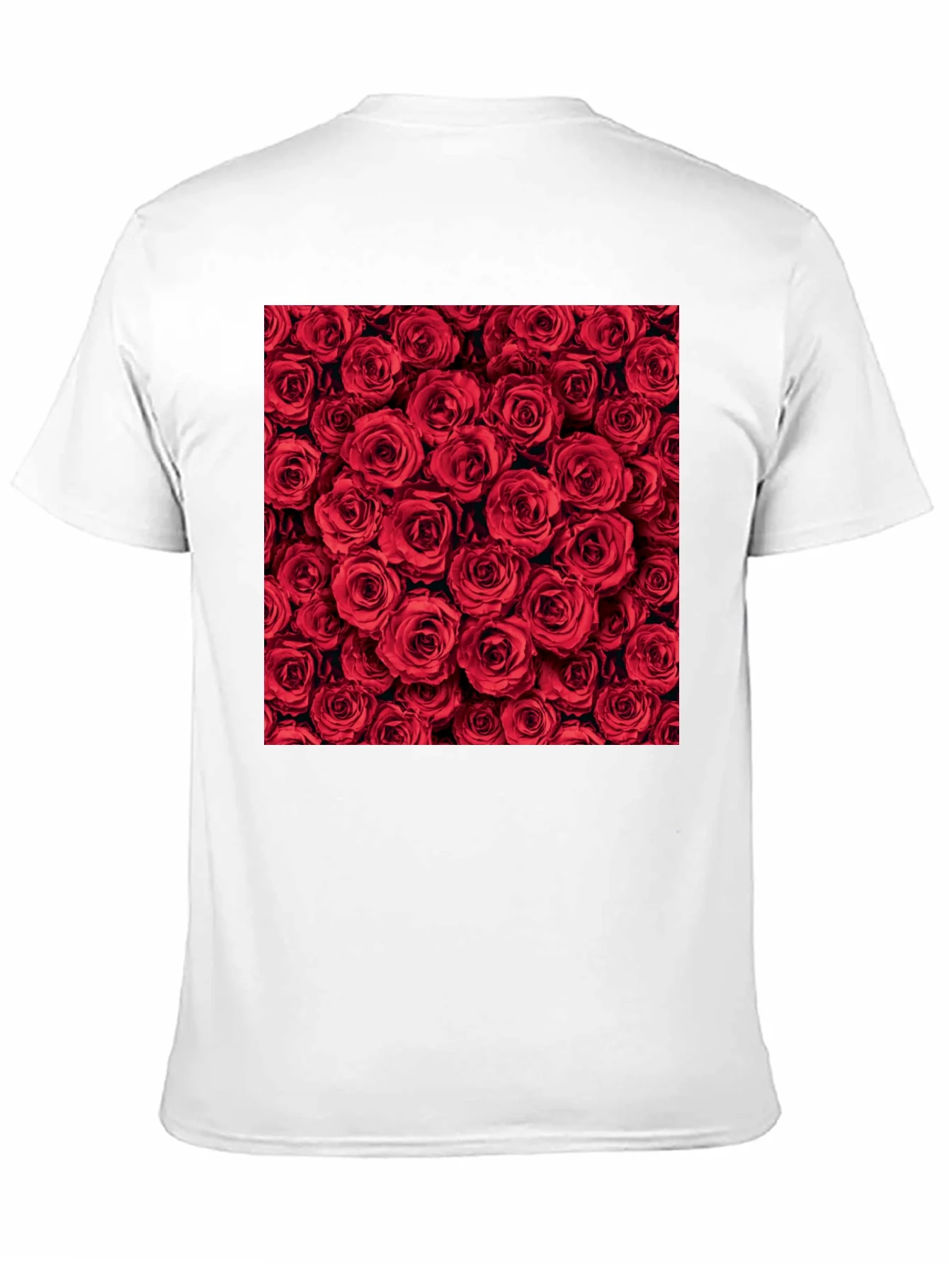 Red Roses Floral Print Crew Neck T-Shirt