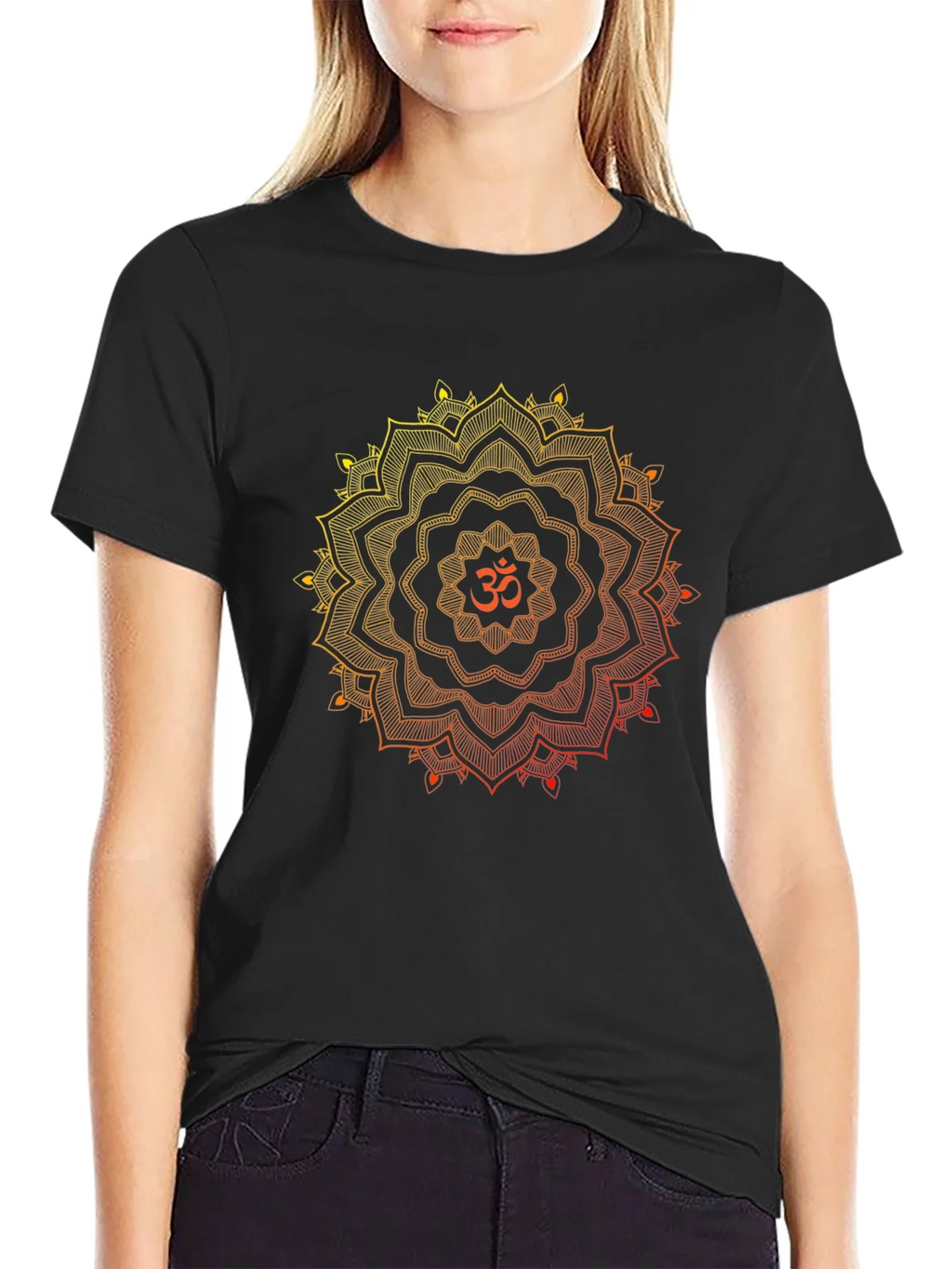 Om Mandala Graphic Black T-Shirt