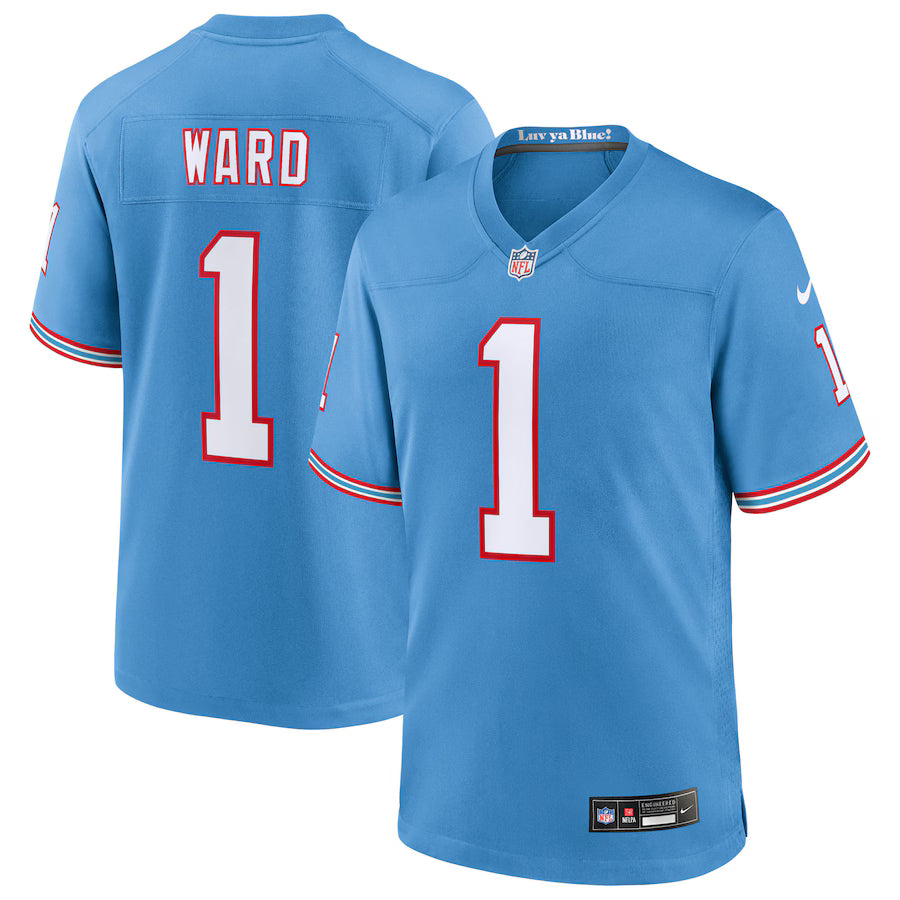Cameron Ward Tennessee Titans 2025  Draft First Round Pick 2nd Alternate Jersey - Light Blue