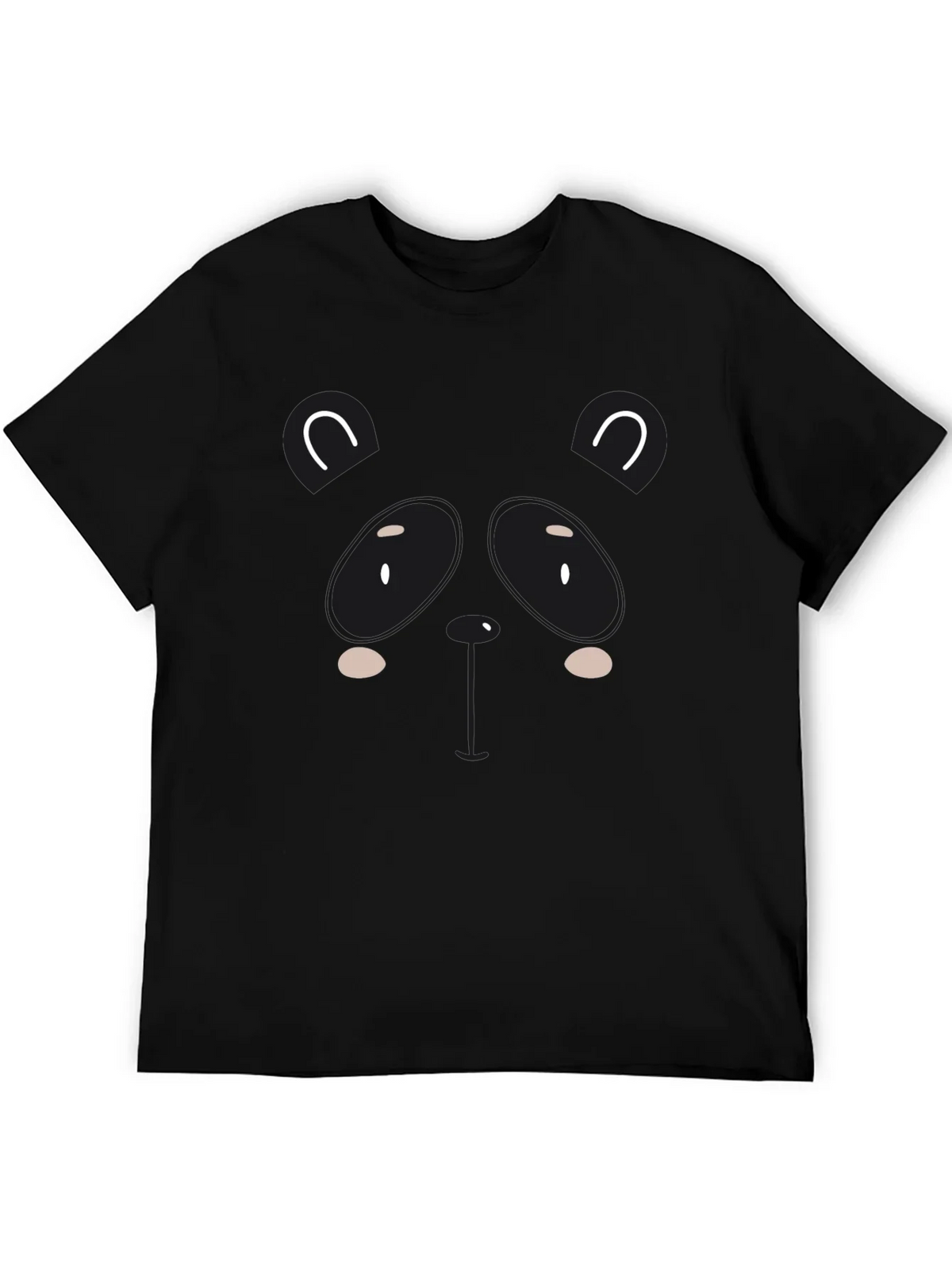 Cute Panda Graphic Black T-Shirt