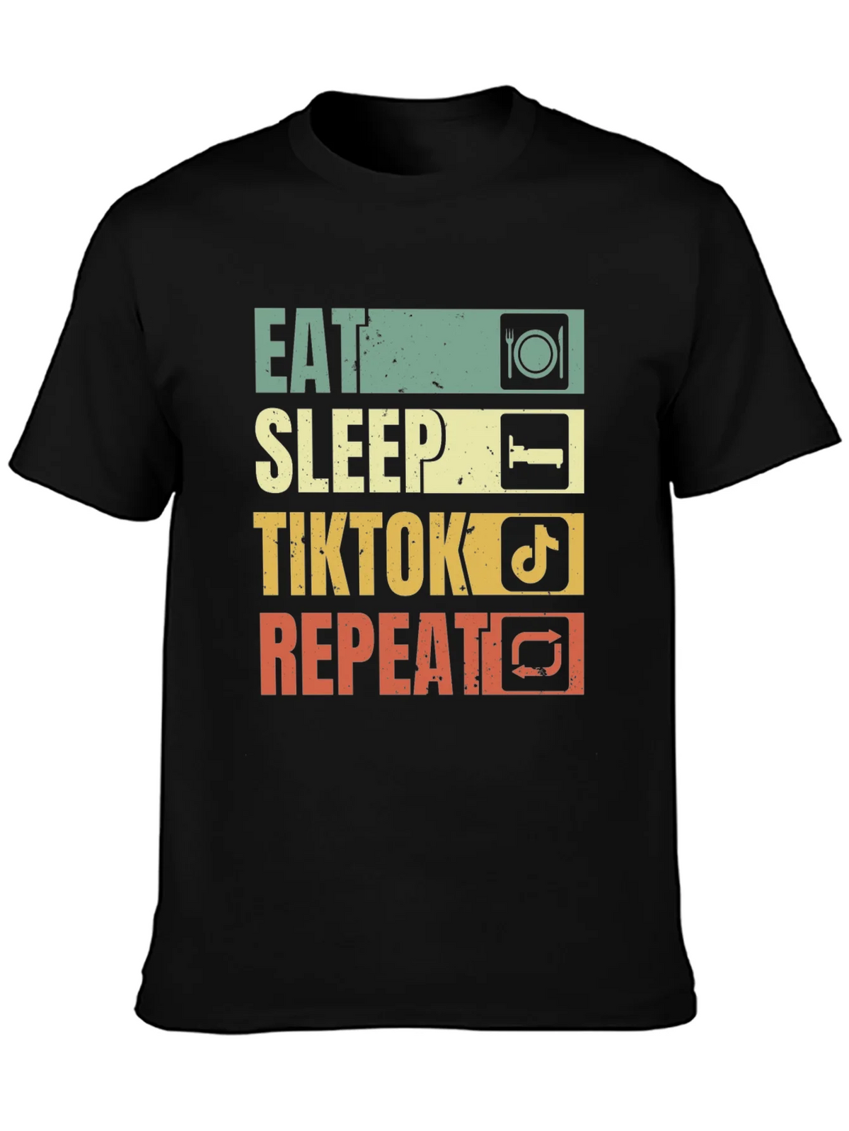 Eat Sleep TikTok Repeat Black T-Shirt
