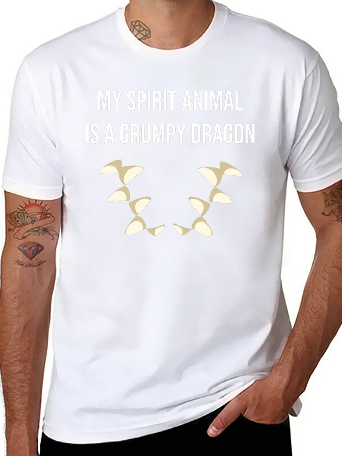 Grumpy Dragon Spirit Animal T-Shirt - Black