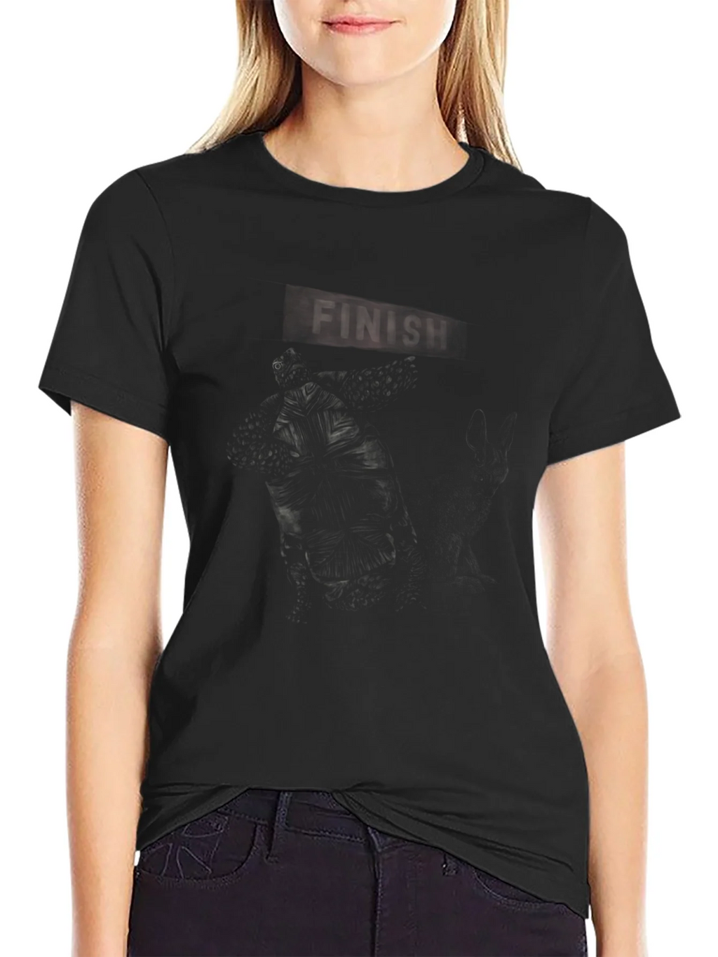 Mens Graphic Black T-Shirt - Dark Finish Design