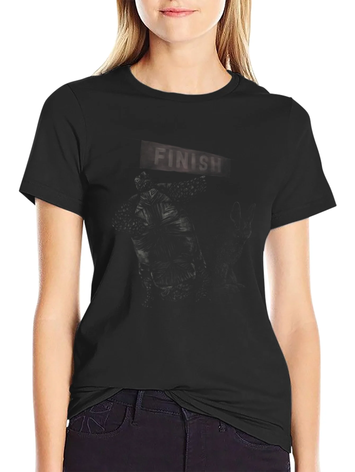 Mens Graphic Black T-Shirt - Dark Finish Design