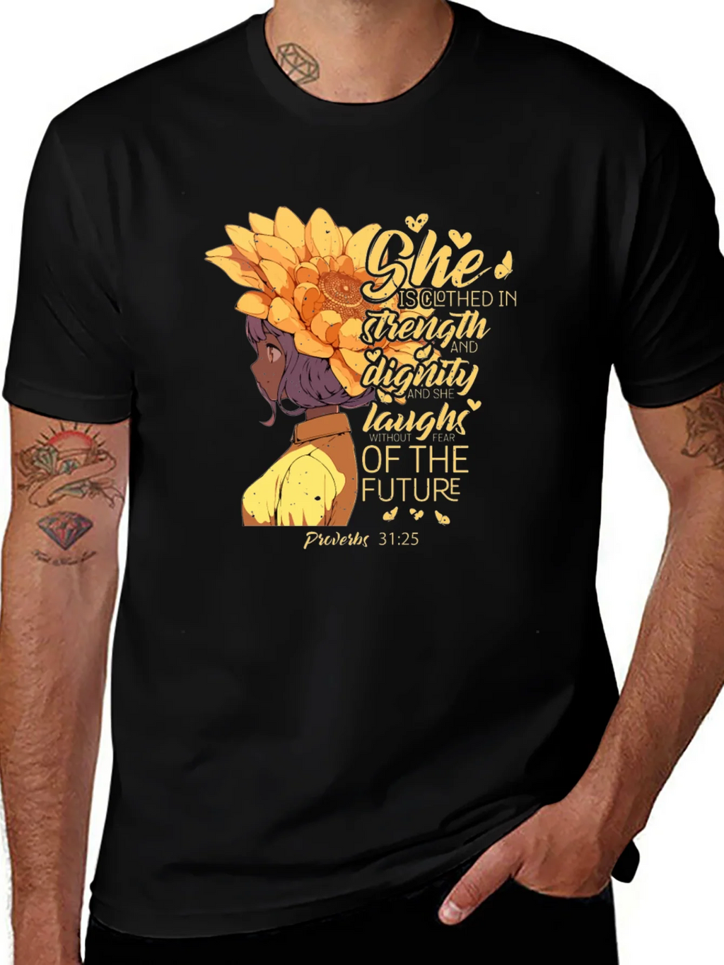 Inspirational Womans T-Shirt - She is Clothed in Strength