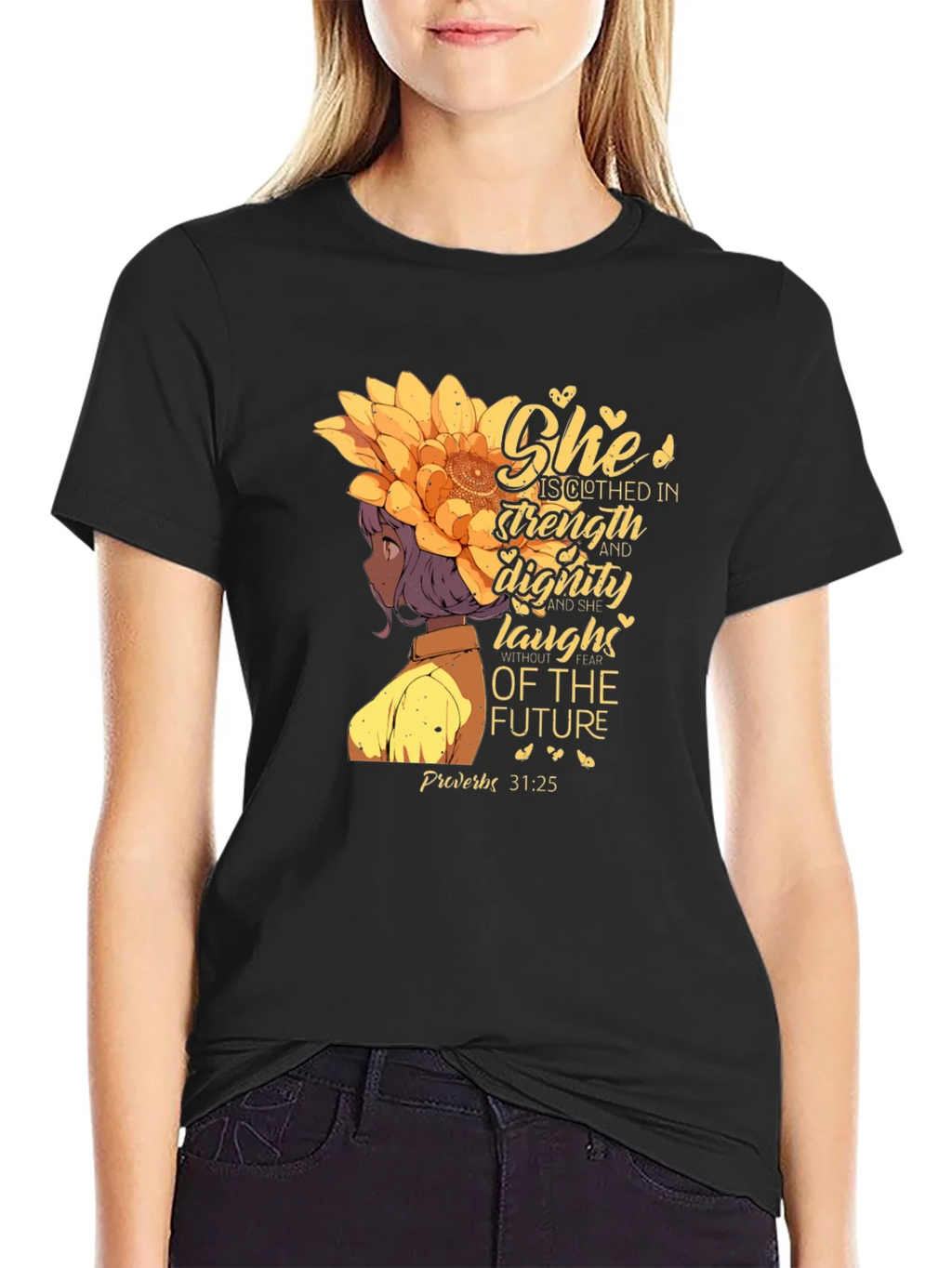 Inspirational Womans T-Shirt - She is Clothed in Strength