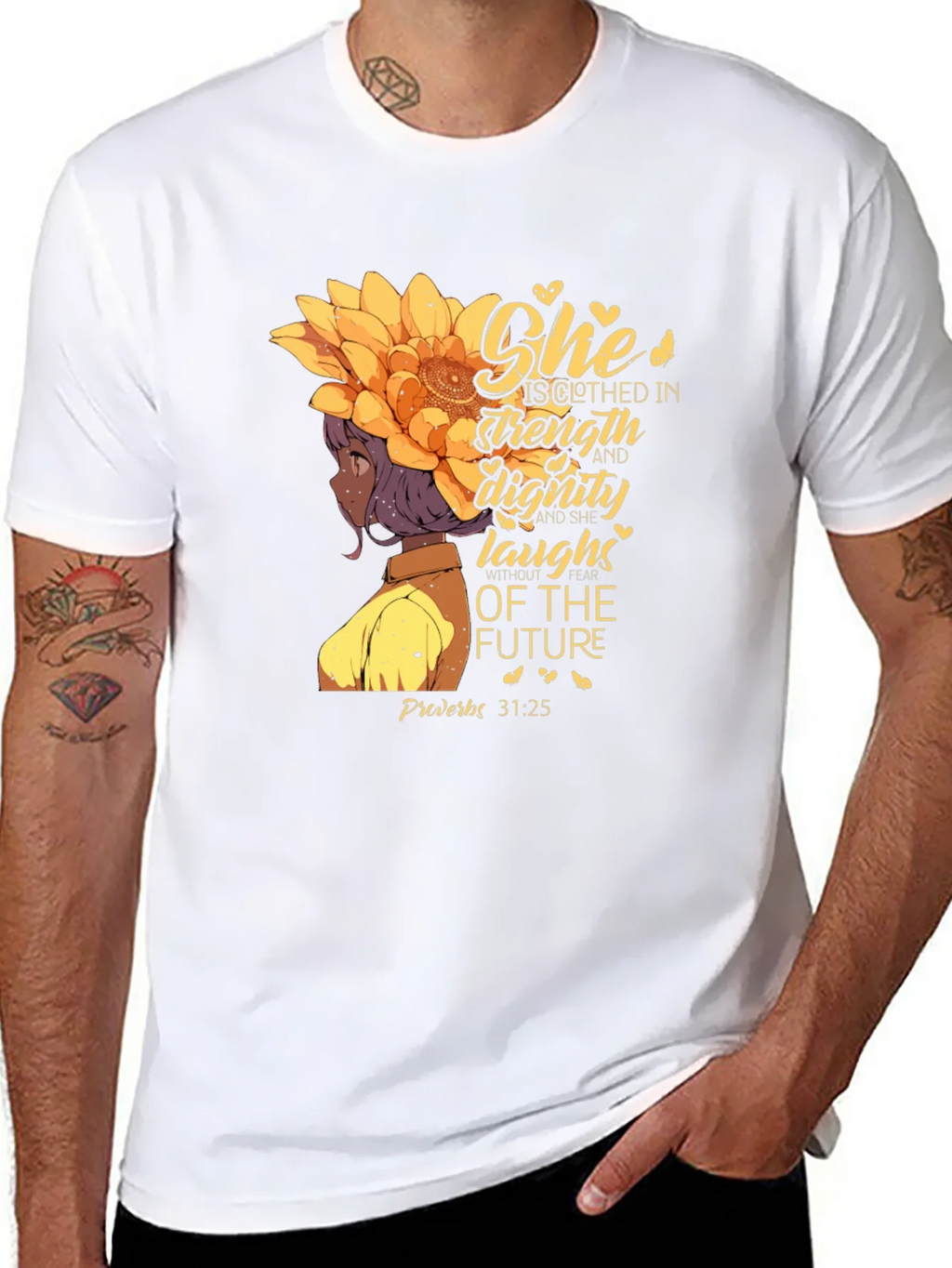 Inspirational Womans T-Shirt - She is Clothed in Strength