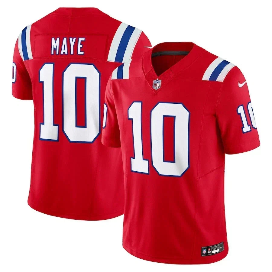 New England Patriots Drake Maye #10  Red 2025 F.U.S.E.  Limited Jersey