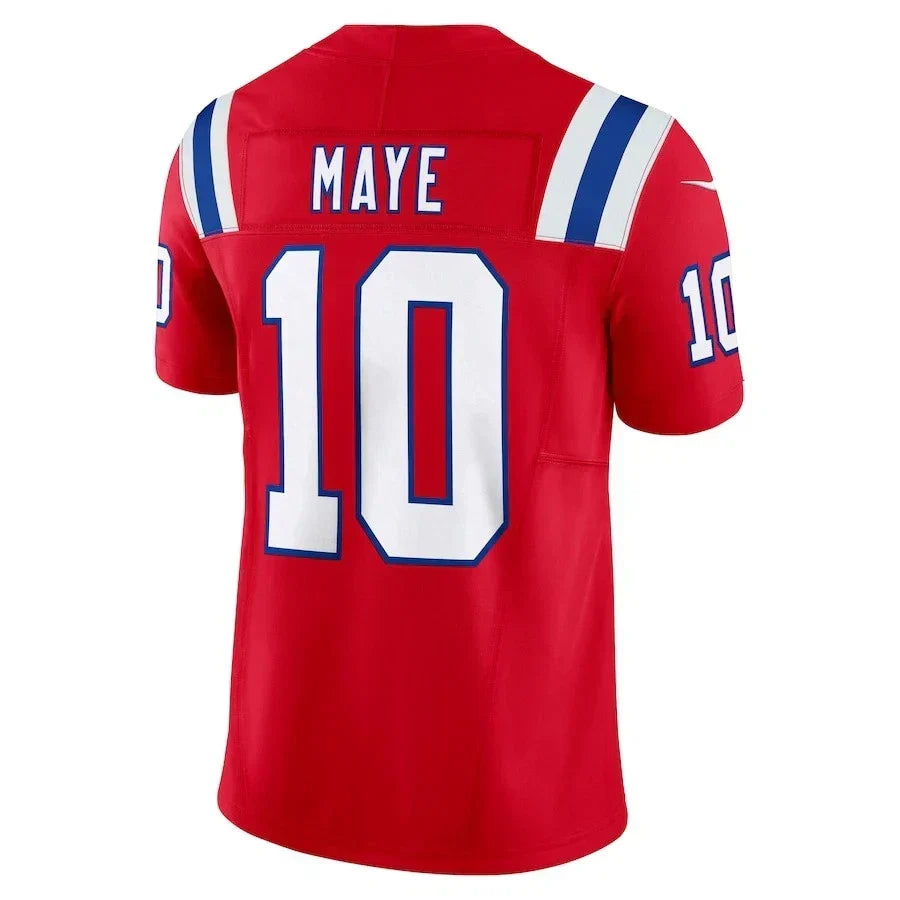 New England Patriots Drake Maye #10  Red 2025 F.U.S.E.  Limited Jersey