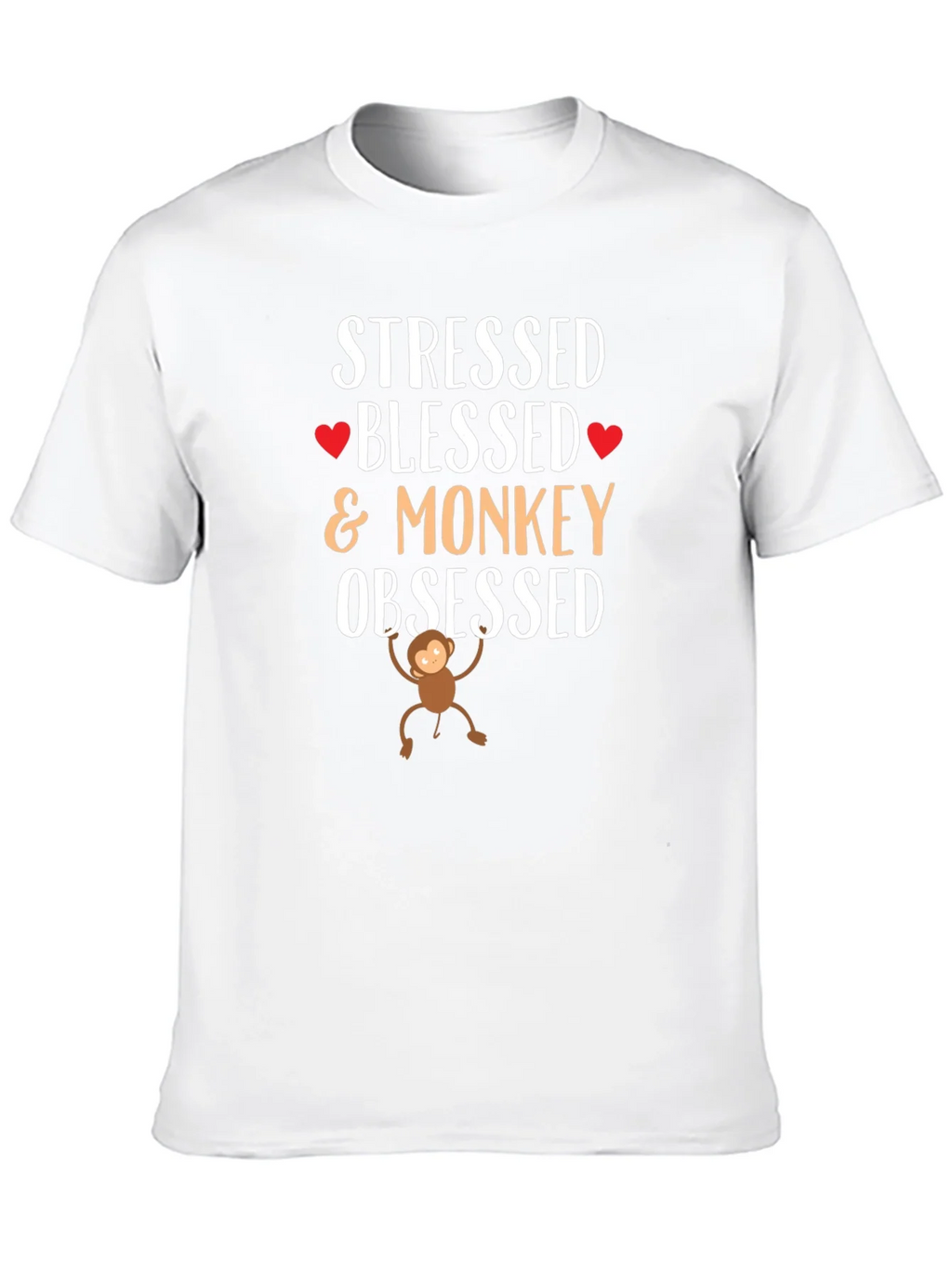 Stressed Blessed Monkey Obsessed Black T-Shirt