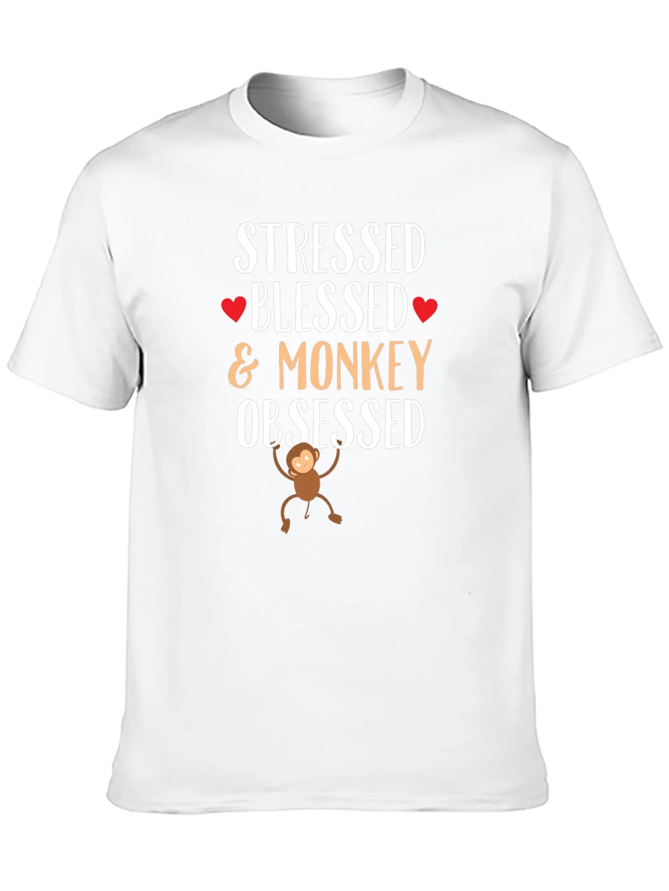 Stressed Blessed Monkey Obsessed Black T-Shirt