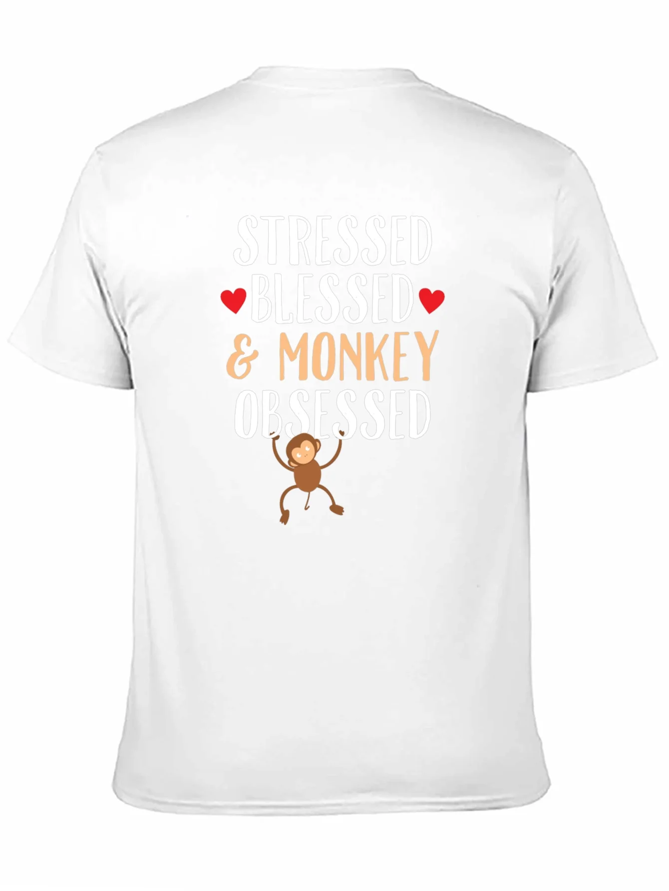 Stressed Blessed Monkey Obsessed Black T-Shirt
