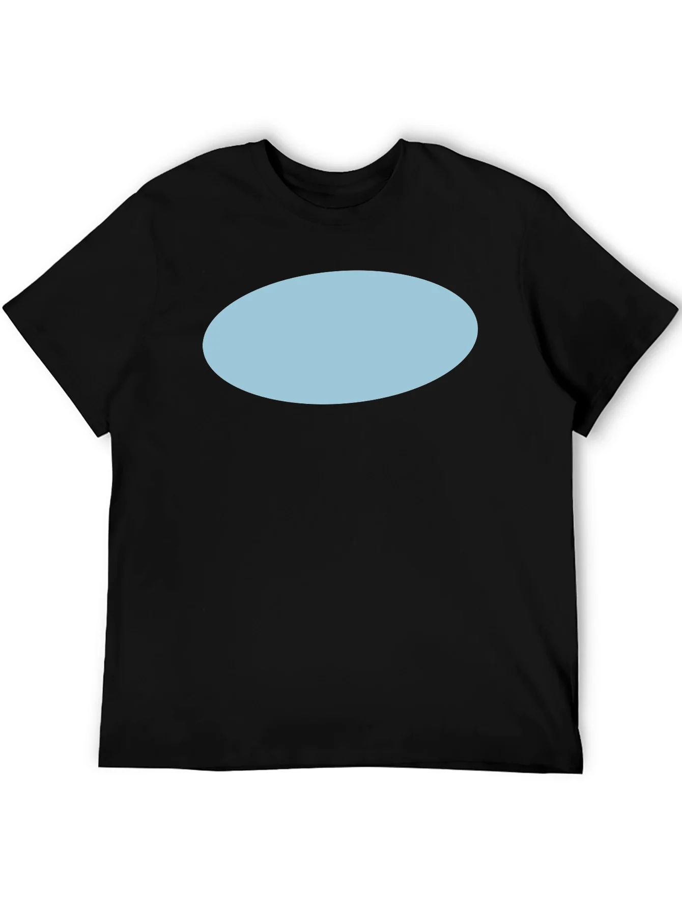 Mens Black Short Sleeve T-Shirt with Blue Oval Design