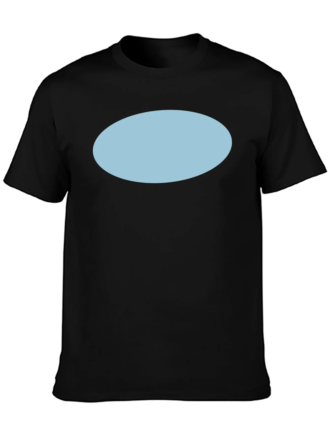 Mens Black Short Sleeve T-Shirt with Blue Oval Design