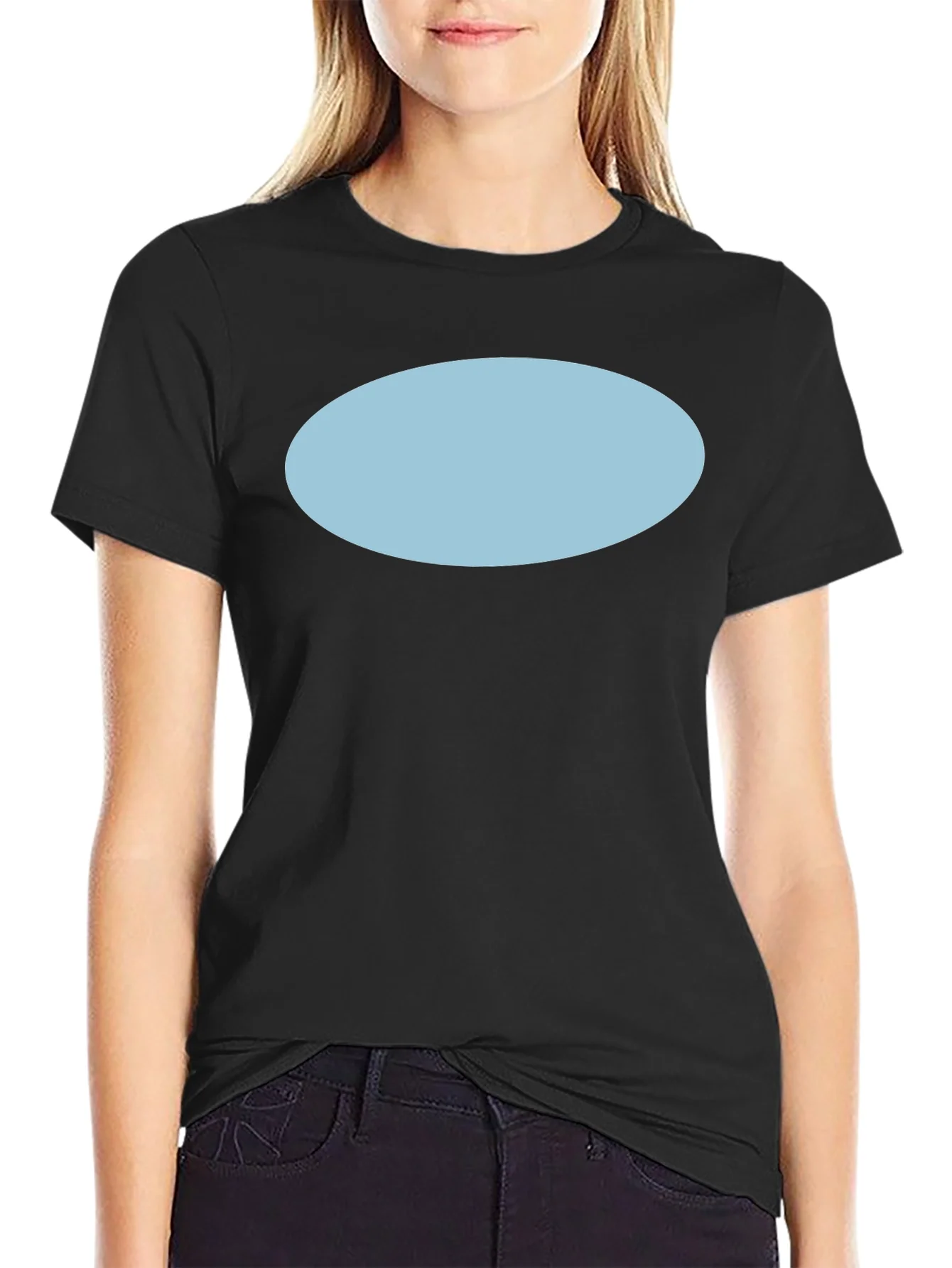 Mens Black Short Sleeve T-Shirt with Blue Oval Design